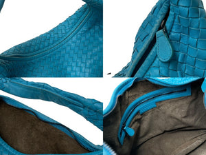 BOTTEGA VENETA ボッテガヴェネタ ホーボー イントレチャート ワンショルダーバッグ ライトブルー レザー 美品 中古 4c076572