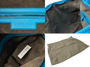 BOTTEGA VENETA ボッテガヴェネタ ホーボー イントレチャート ワンショルダーバッグ ライトブルー レザー 美品 中古 4c076572