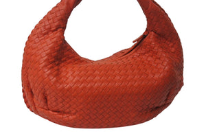極美品 BOTTEGA VENETA ボッテガ ヴェネタ イントレチャート セミショルダーバッグ 232499 ワンショルダーバッグ レザー レッド 美品 4c076573