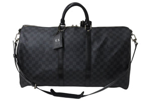 LOUIS VUITTON ルイヴィトン キーポル バンドリエール55 ボストンバッグ N41413 ダミエグラフィット ブラック 美品 中古 4c076574