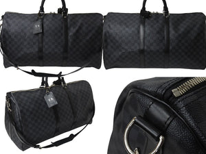 LOUIS VUITTON ルイヴィトン キーポル バンドリエール55 ボストンバッグ N41413 ダミエグラフィット ブラック 美品 中古 4c076574