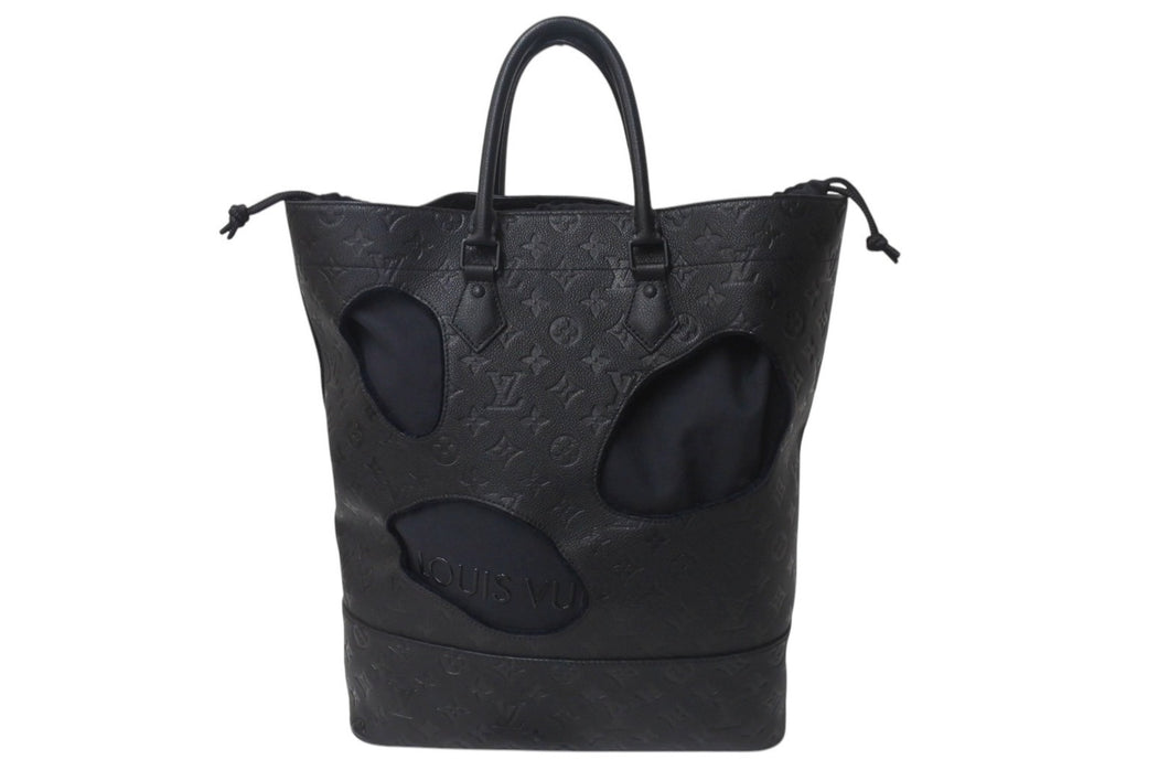 新品同様 LOUIS VUITTON ルイヴィトン コムデギャルソン 川久保玲 トートバッグ M58661 ウィズホールズMM モノグラムアンプラント ブラック 中古4c076579
