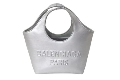 極美品 BALENCIAGA バレンシアガ ハンドバッグ MARY KATE XS メアリーケイト XS シルバー レザー 747036 中古 4c076583