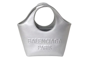 極美品 BALENCIAGA バレンシアガ ハンドバッグ MARY KATE XS メアリーケイト XS シルバー レザー 747036 中古 4c076583