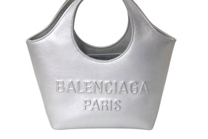 極美品 BALENCIAGA バレンシアガ ハンドバッグ MARY KATE XS メアリーケイト XS シルバー レザー 747036 中古 4c076583