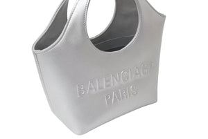 極美品 BALENCIAGA バレンシアガ ハンドバッグ MARY KATE XS メアリーケイト XS シルバー レザー 747036 中古 4c076583
