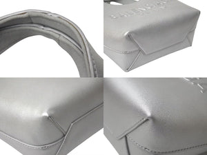極美品 BALENCIAGA バレンシアガ ハンドバッグ MARY KATE XS メアリーケイト XS シルバー レザー 747036 中古 4c076583