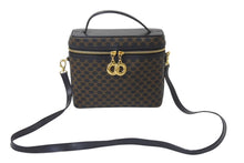 Load image into Gallery viewer, CELINE セリーヌ 2WAYバッグ バニティバッグ ショルダーバッグ マカダム柄 MC96 ゴールド金具 ブラウン ブラック 美品 中古 4c076585