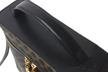 Load image into Gallery viewer, CELINE セリーヌ 2WAYバッグ バニティバッグ ショルダーバッグ マカダム柄 MC96 ゴールド金具 ブラウン ブラック 美品 中古 4c076585