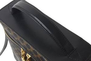 CELINE セリーヌ 2WAYバッグ バニティバッグ ショルダーバッグ マカダム柄 MC96 ゴールド金具 ブラウン ブラック 美品 中古 4c076585