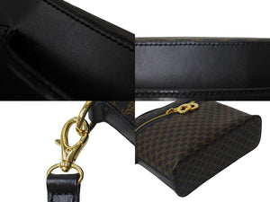 CELINE セリーヌ 2WAYバッグ バニティバッグ ショルダーバッグ マカダム柄 MC96 ゴールド金具 ブラウン ブラック 美品 中古 4c076585