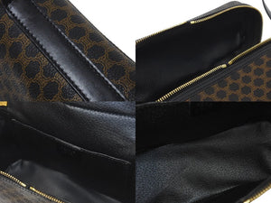 CELINE セリーヌ 2WAYバッグ バニティバッグ ショルダーバッグ マカダム柄 MC96 ゴールド金具 ブラウン ブラック 美品 中古 4c076585