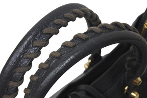 BALENCIAGA バレンシアガ ハンドバッグ CLASSIC GOLD CITY クラシック ゴールド シティ グレー レザー 431621 美品 中古 4c076586