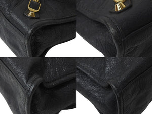 BALENCIAGA バレンシアガ ハンドバッグ CLASSIC GOLD CITY クラシック ゴールド シティ グレー レザー 431621 美品 中古 4c076586