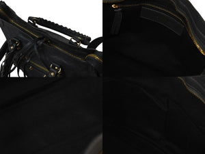BALENCIAGA バレンシアガ ハンドバッグ CLASSIC GOLD CITY クラシック ゴールド シティ グレー レザー 431621 美品 中古 4c076586