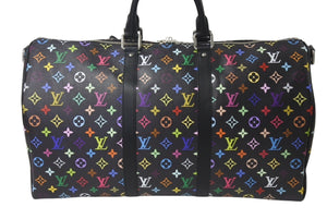 新品未使用 LOUIS VUITTON ルイヴィトン LV × TM キーポル・バンドリエール 50 マルチカラー ブラック 村上隆 M13745 シルバー金具 中古 4c076589