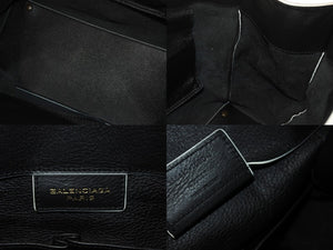 BALENCIAGA バレンシアガ ハンドバッグ THE PAPER ザペーパー ブラック ホワイト レザー 255412 美品 中古 4c076599