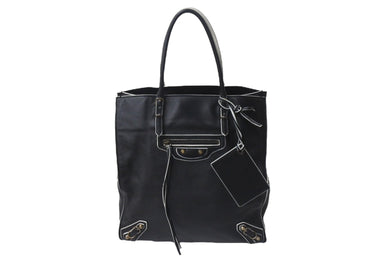 BALENCIAGA バレンシアガ ハンドバッグ THE PAPER ザペーパー ブラック ホワイト レザー 255412 美品 中古 4c076599