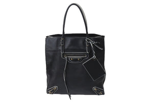 BALENCIAGA バレンシアガ ハンドバッグ THE PAPER ザペーパー ブラック ホワイト レザー 255412 美品 中古 4c076599