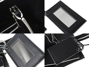 BALENCIAGA バレンシアガ ハンドバッグ THE PAPER ザペーパー ブラック ホワイト レザー 255412 美品 中古 4c076599
