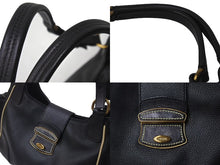 Load image into Gallery viewer, PRADA プラダ ハンドバッグ ワンショルダーバッグ ロゴプレート レザー ブラック アイボリー アンティークゴールド金具 美品 中古 4c076601