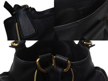 Load image into Gallery viewer, PRADA プラダ ハンドバッグ ワンショルダーバッグ ロゴプレート レザー ブラック アイボリー アンティークゴールド金具 美品 中古 4c076601