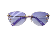 画像をギャラリービューアに読み込む, LOUIS VUITTON ルイヴィトン フラワー デスマヨ キャットアイ サングラス M96027 パープルグラデーション ゴールド金具 美品 中古 4c076609
