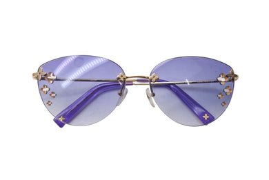 LOUIS VUITTON ルイヴィトン フラワー デスマヨ キャットアイ サングラス M96027 パープルグラデーション ゴールド金具 美品 中古 4c076609