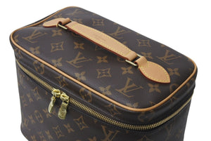 極美品 LOUIS VUITTON ルイヴィトン モノグラム ニースBB バニティバッグ M42265 ブラウン ゴールド金具 中古 4c076616