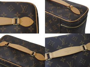 極美品 LOUIS VUITTON ルイヴィトン モノグラム ニースBB バニティバッグ M42265 ブラウン ゴールド金具 中古 4c076616