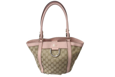 GUCCI グッチ ハンドバッグ GGキャンバス 211983 ベージュ ピンク シルバー金具 美品 中古 4c076621