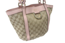 Load image into Gallery viewer, GUCCI グッチ ハンドバッグ GGキャンバス 211983 ベージュ ピンク シルバー金具 美品 中古 4c076621