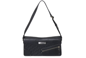 Christian Dior クリスチャンディオール ストリートシック ワンショルダーバッグ トロッター柄 キャンバス レザー ブラック 美品 中古 4c076634