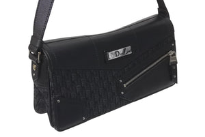 Christian Dior クリスチャンディオール ストリートシック ワンショルダーバッグ トロッター柄 キャンバス レザー ブラック 美品 中古 4c076634