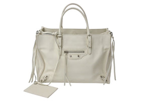 BALENCIAGA バレンシアガ THE PAPER ザペーパー ハンドバッグ アイボリー レザー 370926 手持ち 鞄 美品 中古 4c076635