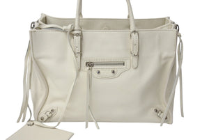 BALENCIAGA バレンシアガ THE PAPER ザペーパー ハンドバッグ アイボリー レザー 370926 手持ち 鞄 美品 中古 4c076635