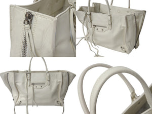 BALENCIAGA バレンシアガ THE PAPER ザペーパー ハンドバッグ アイボリー レザー 370926 手持ち 鞄 美品 中古 4c076635