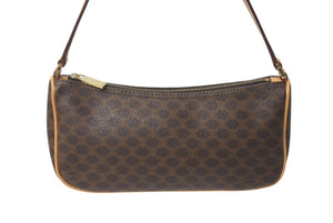 CELINE セリーヌ ワンショルダーバッグ ミニハンドバッグ アクセサリーポーチ マカダム柄 ブラウン 美品 中古 4c076636 正規品