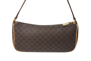 CELINE セリーヌ ワンショルダーバッグ ミニハンドバッグ アクセサリーポーチ マカダム柄 ブラウン 美品 中古 4c076636 正規品