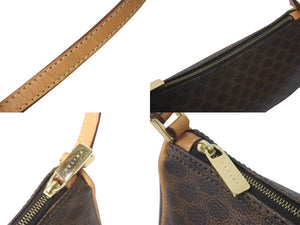CELINE セリーヌ ワンショルダーバッグ ミニハンドバッグ アクセサリーポーチ マカダム柄 ブラウン 美品 中古 4c076636 正規品