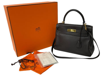 HERMES エルメス ケリー28 内縫い ショコラ ◻︎J刻印 トリヨンクレマンス ゴールド金具 ハンドバッグ 美品 中古 4c076667