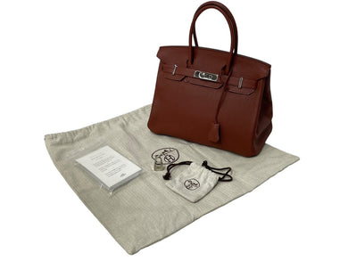 極美品 HERMES エルメス バーキン30 ルージュアッシュ □M刻印 トリヨンクレマンス シルバー金具 ハンドバッグ 中古 4c076668