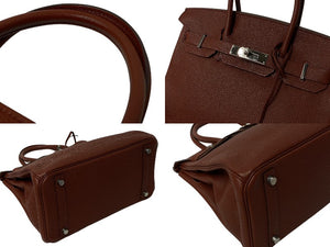極美品 HERMES エルメス バーキン30 ルージュアッシュ □M刻印 トリヨンクレマンス シルバー金具 ハンドバッグ 中古 4c076668