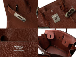 極美品 HERMES エルメス バーキン30 ルージュアッシュ □M刻印 トリヨンクレマンス シルバー金具 ハンドバッグ 中古 4c076668
