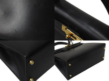 Load image into Gallery viewer, HERMES エルメス ケリー28 外縫い ブラック ○Z刻印 カーフスキン ゴールド金具 ハンドバッグ 美品 中古 4c076669