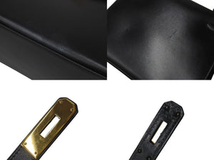 HERMES エルメス ケリー28 外縫い ブラック ○Z刻印 カーフスキン ゴールド金具 ハンドバッグ 美品 中古 4c076669
