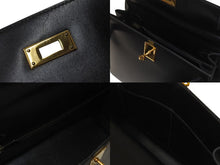 Load image into Gallery viewer, HERMES エルメス ケリー28 外縫い ブラック ○Z刻印 カーフスキン ゴールド金具 ハンドバッグ 美品 中古 4c076669