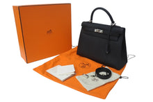 Load image into Gallery viewer, 新品同様 HERMES エルメス ケリー32 外縫い ブラック □L刻印 トゴ シルバー金具 ハンドバッグ 2WAY 中古 4c076671