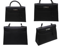 Load image into Gallery viewer, 新品同様 HERMES エルメス ケリー32 外縫い ブラック □L刻印 トゴ シルバー金具 ハンドバッグ 2WAY 中古 4c076671