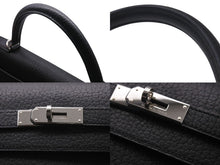 Load image into Gallery viewer, 新品同様 HERMES エルメス ケリー32 外縫い ブラック □L刻印 トゴ シルバー金具 ハンドバッグ 2WAY 中古 4c076671